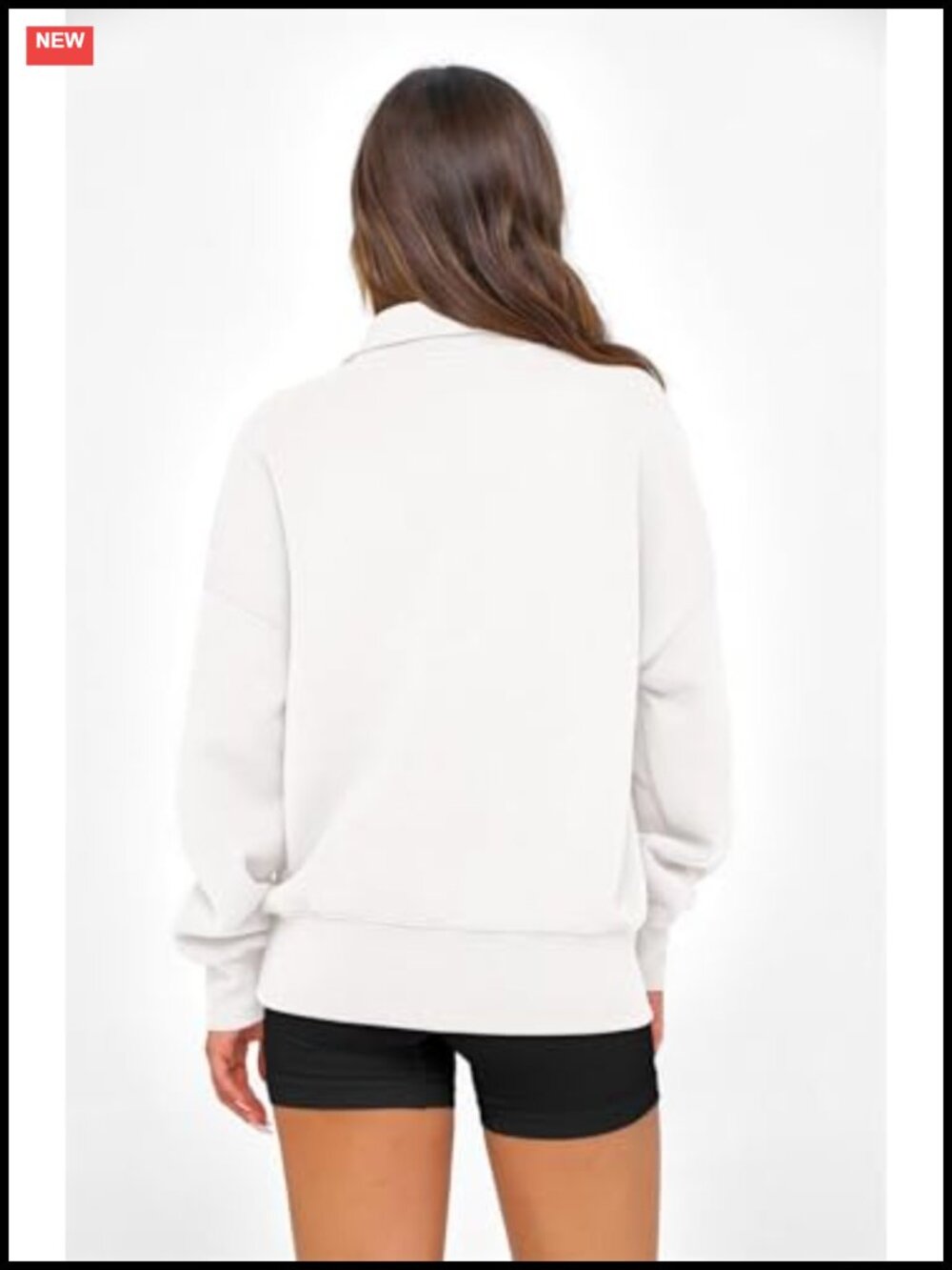 Womens Half Zip Oversized Sweatshirt Fleece Lined Pullover Hoodie - Picture 5 of 6
